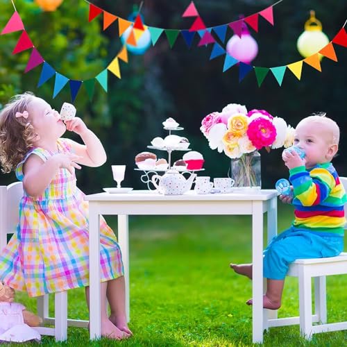 Image of Rozi Decoration Flags Pennant Banner 24 Pcs Multicolor for Kids Birthday, Play School, Festivals, Inauguration Hanging Decoration | 10 Feet x 2