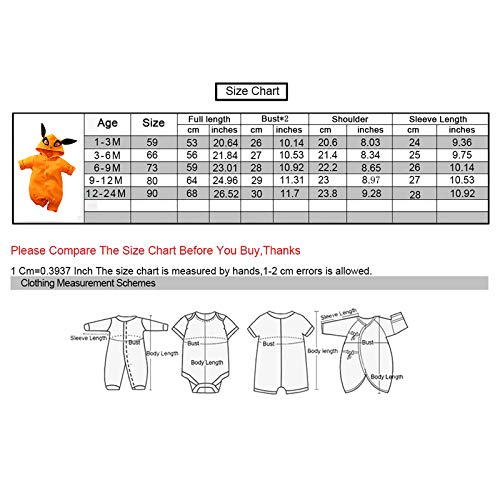 Iurnxb Newborn Baby Boys Girls Anime Romper Cotton Long Sleeve Infant Cosplay Costume Jumpsuit Hooded,0-3 Months Orange #TOP6