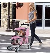 NiamVelo Double Tier Dog Stroller Cat Stroller for 2 Medium Dogs Folding Pet Stroller 4 Wheels Br...