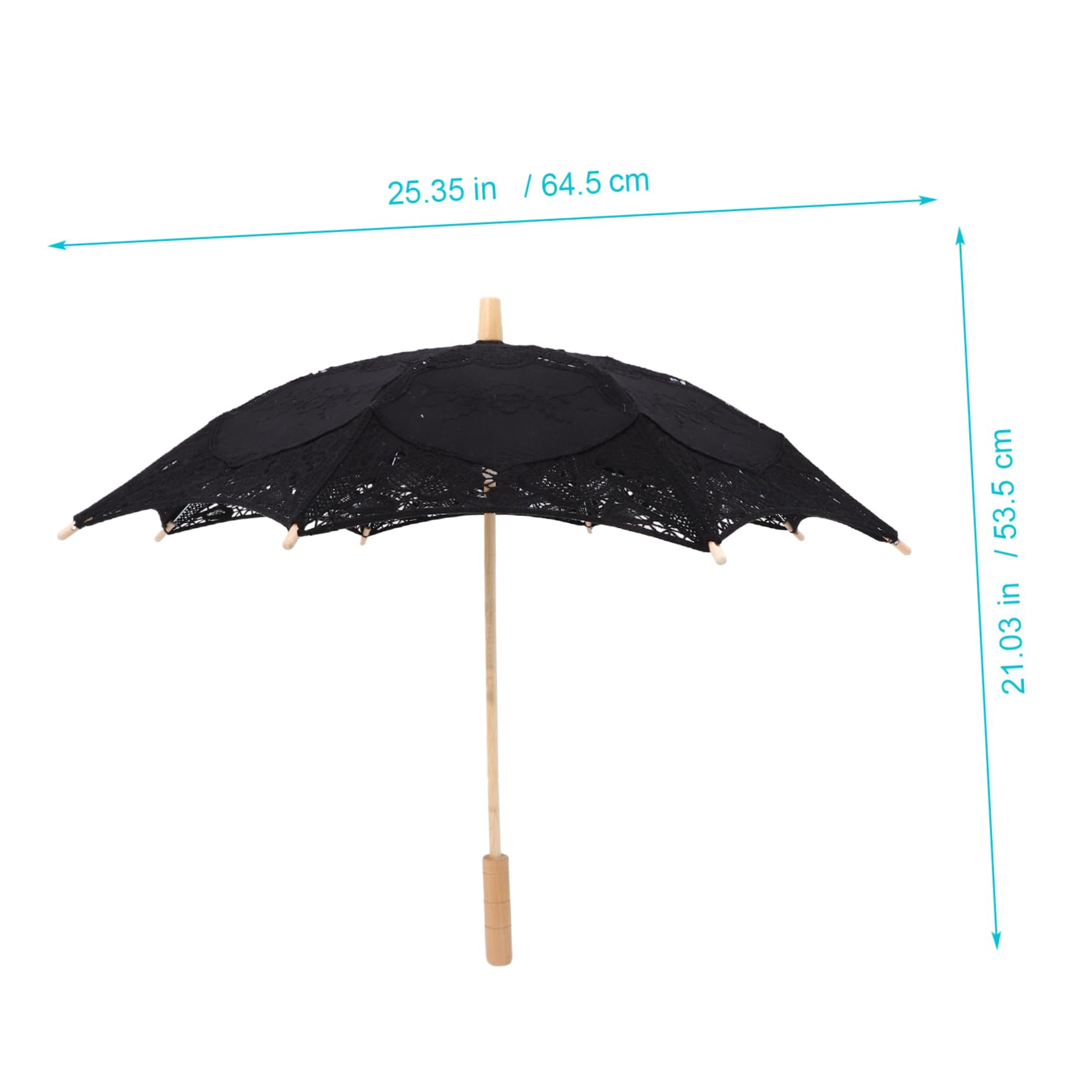 Yardwe Hochzeitsschirm Brautschirm mit Spitze und Lace für Fotografie | Schwarz, Zarte Elegante Optik, für Kinder Tanz und Teeparty, Dekorative Requisite