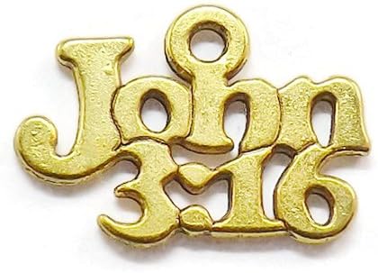 30 John 3:16 Charms Gold tone Christian Bible Verse
