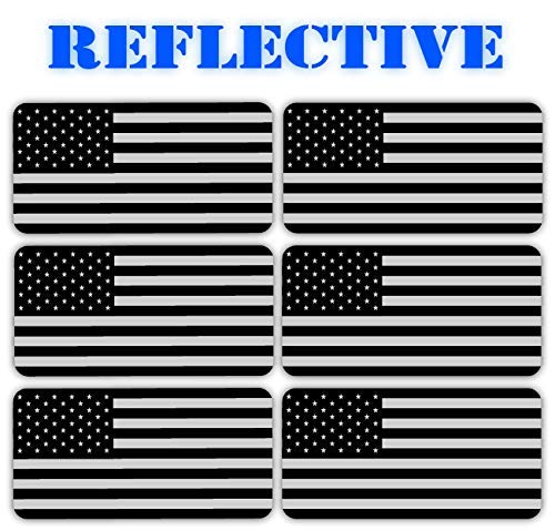 3M Reflective Stealthy Flag Hard Hat Stickers | Black Ops Decals | Tactical Gear Survival Labels | USA Canada Mexico Flags Toolbox Helmet Patriotic Old Glory (USA Flag Not Mirrored)