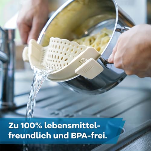 Netrox Schnappsieb aus Silikon, Nudelsieb Aufsatz für Topf & Pfanne – Ansicht 3