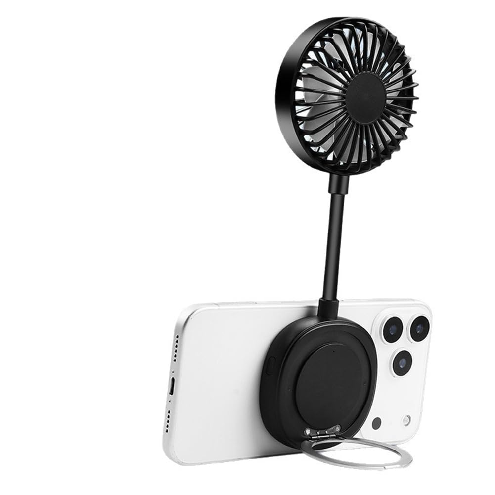 Aundhegrtt Magnetic Camping Fan Rechargeable Handheld 1200mAh& Phone Holder for Outdoor Use in Tent Hiking Picnic