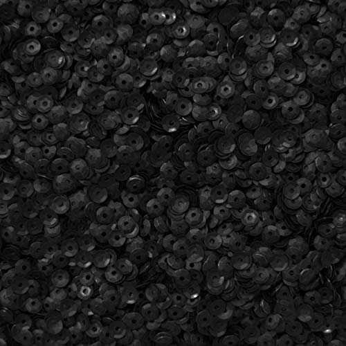 4mm Cup Sequins Black Matte Silk Frost Made in USA Loose for Embroidery, Embellishment, Sewing, Fibe