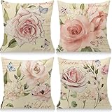 Cirzone Kissenbezug 45x45 4er Set Outdoor Kissen Leinen, Boho Deko für Deko Wohnzimmer, Garten, Balkon