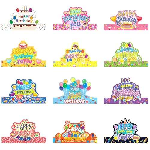 YUYWWAN 12 PCS Sombreros de Fiesta de Cumpleaños, Colore Divertida Sombreros de Fiesta, lindo Decoración Sombreros de Cumpleaños para Adultos y Niños Fiesta de Cumpleaños Reunión Baby Shower