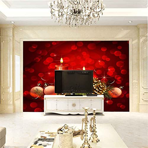 Papier peint canevas auto-adhésif bougie rouge Noël pour masquer un mur