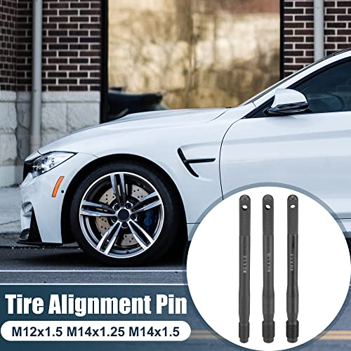 Image of X AUTOHAUX 3pcs Black Carbon Steel M12x1.5 M14x1.5 M14x1.25 Wheel Hangers Alignment Pin Tire Studs Tool for Car