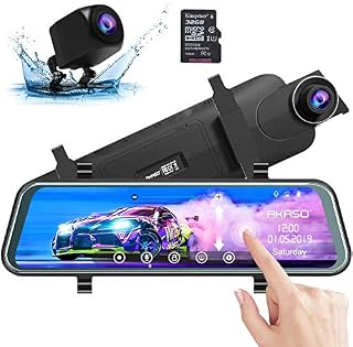 AKASO Mirror Dash Camera for Cars - 10'' Backup Camera 1080P Dual Dash