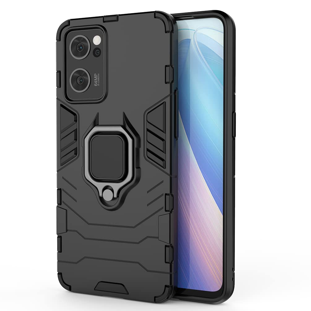 TANYO Case for OPPO Find X5 Lite, TPU/PC Shockproof Phone Cover with 360° Kickstand, Armor Bumper Protective Shell Black