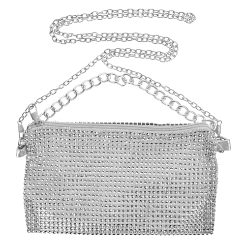 Hohopeti Bolso Bandolera Vintage para Mujer Bolso de Hombro con Cadena Plateada para Diario Fiesta y Viaje Versátil y Compacto