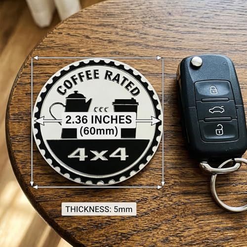 Image of 2 pcs Car Emblem 4 x 4 Metal Automotive Badge 3D Metal Car Badges Emblems Round Emblem Decals Car Badge Decals Stickers Compatible with Vehicles Trucks SUV RV Decorations (Coffee)