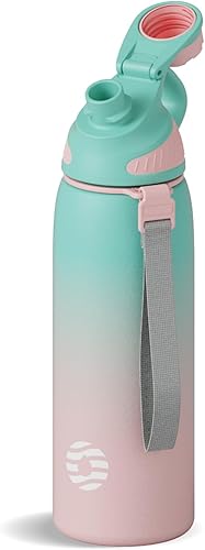 Miniatura 15 de Fjbottle Botella de agua deportiva aislada de acero inoxidable de 32 onzas, aislamiento al vacío de doble pared, sin BPA, sin popote, tapa 946ml