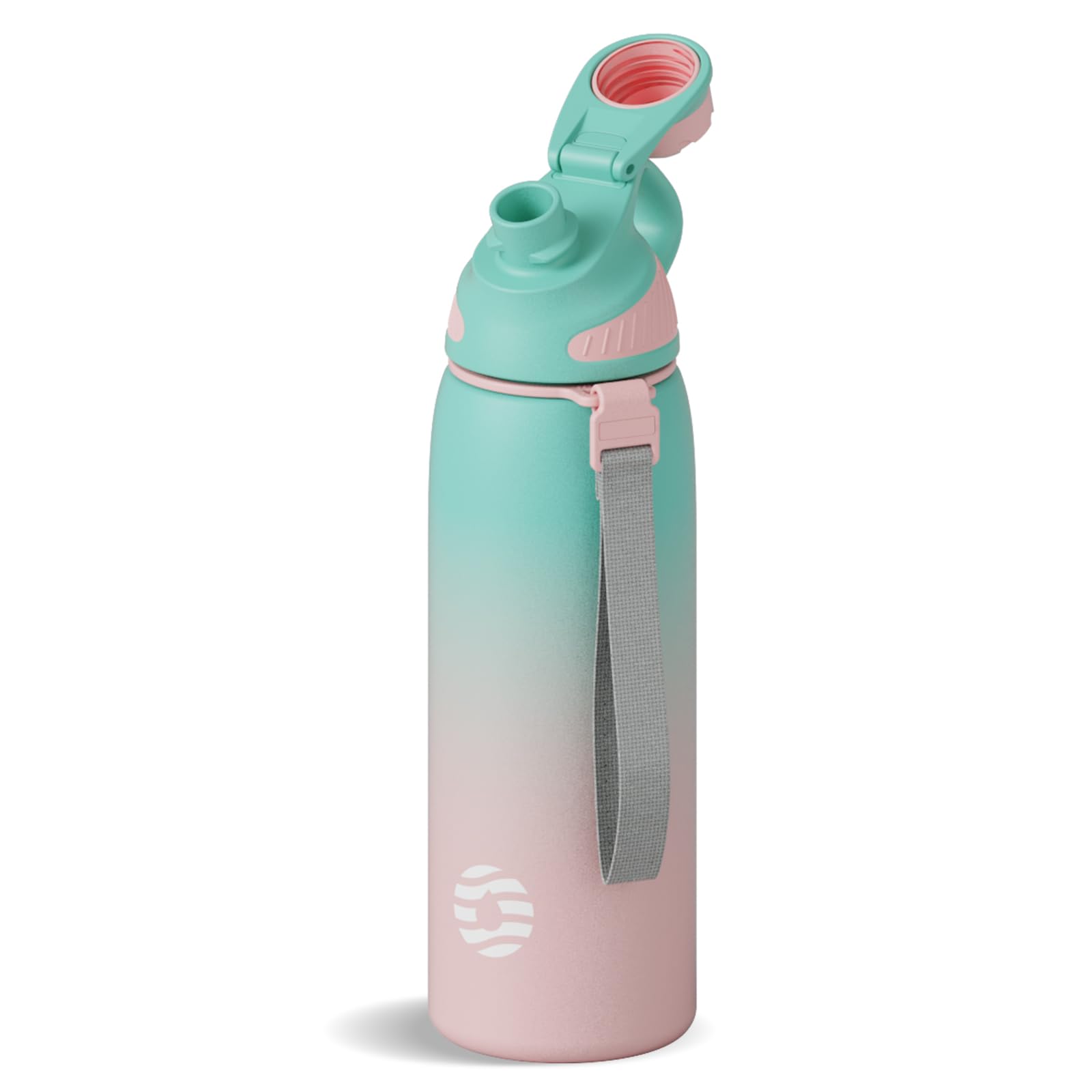 FJbottle 24oz Stainless Steel Insulated Water Bottle No Straw Spout Lid