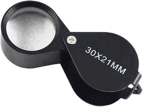 iKKEGOL Pocket Jewelry Loupe 30x 21mm Foldable Magnifying Jewelers Eye Glass Magnifier, Metal Body Black with Box