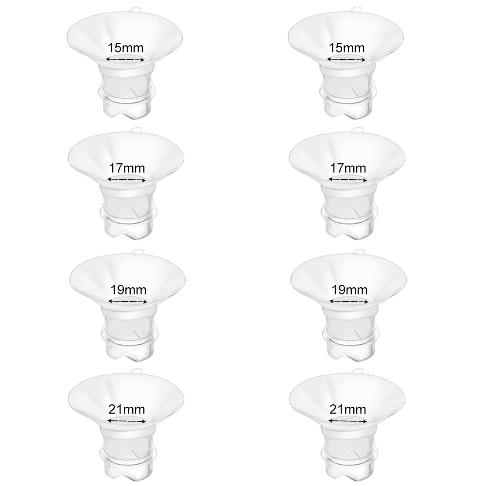 8pcs Updated Silicone Flange Insert 15/17/19/21mm Compatible with Momcozy/Medela/Spectra/Eufy/Lansinoh/TSRETE/Elvie/NCVI/Paruu Breast Pump, for 24mm