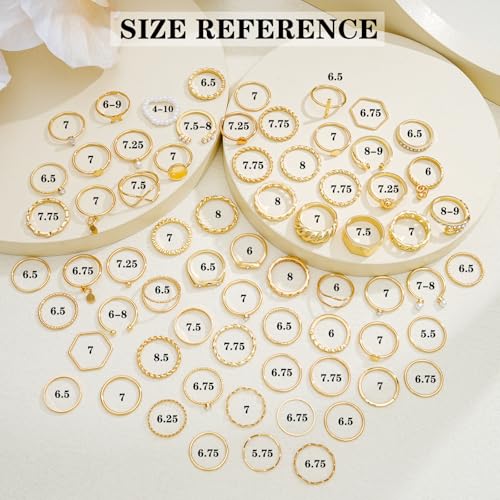 YEEZII 68 Pcs Gold Knuckle Rings Set for Women, Stackable Rings Boho Joint Finger Midi Ring Hollow Carved Crystal Stacking Rings Pack - Image 6