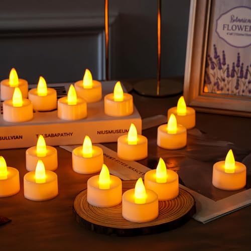VERVENIX (Pack of 12 LED Tealight Candles, Battery Operated Flameless & Smokeless Decorative Lights for Diwali, Pooja, Christmas, Home & Party Decoration, Warm Yellow Glow