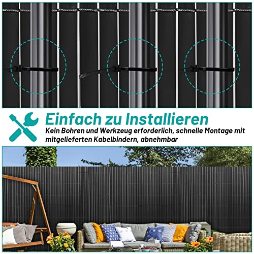 ️Gimisgu PVC Sichtschutzmatte Sichtschutzzaun mit Kabelbindern Stabiler