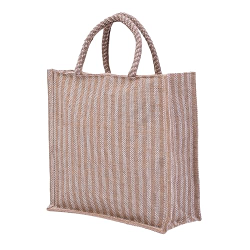 Image of Kuber Industries Grocery Bag | Jute Carry Bag | Lunch Bags for Office | Zipper Grocery Bag with Handle | Vegetable Bag | Lining Front Pocket Shopping Bag | Medium | Brown