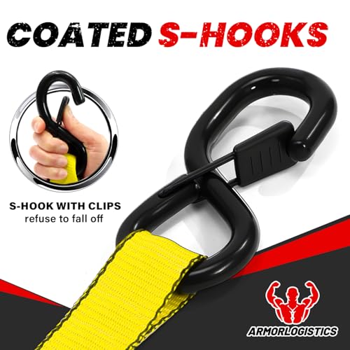 Image of Retractable Ratchet Straps 4 Pack, 1.5 inch x 15' Motorcycle Tie Down Straps