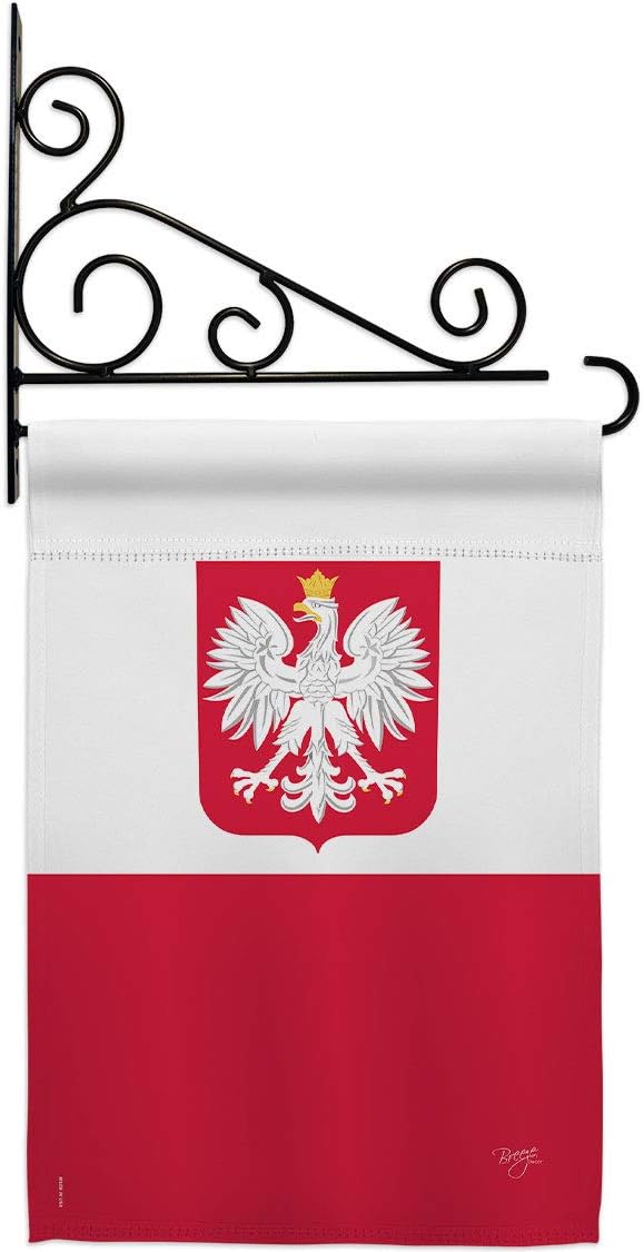 Poland Garden Flag Set Wall Holder Regional Nationality Nation International World Country Particular Area Small Decorative Gift Yard House Banner Made In USA 13 X 18.5