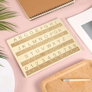 Tavola Dell'Alfabeto Braille Tastiera in Legno Braille, Incisione Tavola Numeri Dell'Alfabeto Braille Strumenti Educativi Montessori Escape Room Insegnamento del Gioco Adatto Non Vedenti