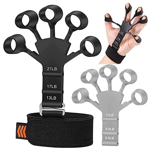 Exclusive Metal-Hook Grip Strength Trainer - 2PCS Upgraded Hand Grip Strengthener n Hand Exerciser Forearm Strengthener, Hand Gripper, Finger Strengthener w/ 6 Resistance Levels, Grip Strength Tester