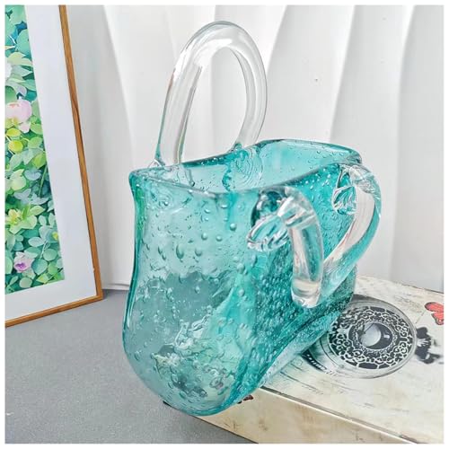 JarróN Transparente En Forma De Bolso, con Burbuja Jarrones Cristal Jarrones para Flores, para La DecoracióN De La Oficina De La Boda,Style2-Green