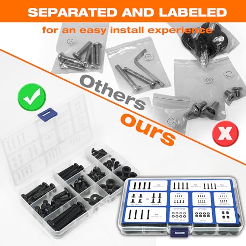 Charmount Universal TV Wall Mount Screws Hardware Bolt Kit, Includes M4, M5, M6, M8, Spacers and Washers, VESA Mounting Screws Set for All TVs and Monitors
