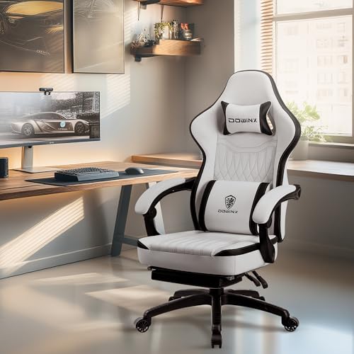 AONELAS - Sedia da gaming in pelle PU traspirante, con cuscino a molle insacchettate, sedia ergonomica per computer con supporto lombare massaggiante, girevole, regolabile, con poggiapiedi - Sedia gaming - Immagine 1