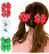 6PCS Christmas Hair Bows Clips for Kids Women Girls Christmas Cute Red Green White Bows Clips Hai...