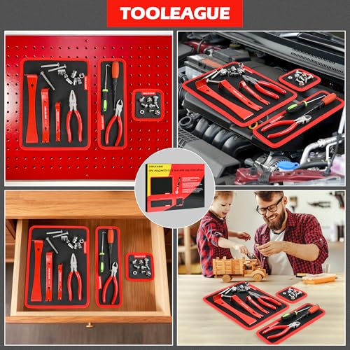 Image of TOOLEAGUE 3Pcs Magnetic Tool Mat with 25Lb Telescoping Magnetic Pickup Pen