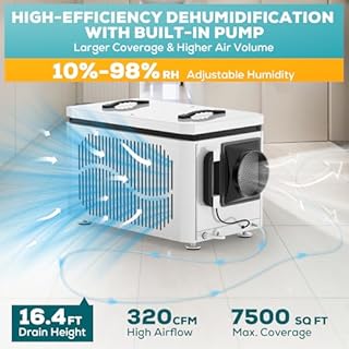 125 Pints Commercial Dehumidifier with Pump and Drain Hose, Mecwork Quiet Dehumidifiers for Basement, Crawl Space, Industrial Dehumidifier Water Damage Restoration up to 6,000 sq ft, Auto Defrost