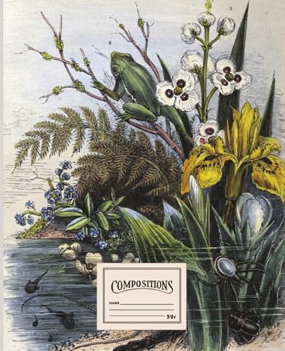 Composition Notebook: College Ruled Notebook with an illustration of a frog and a pond 7.5
