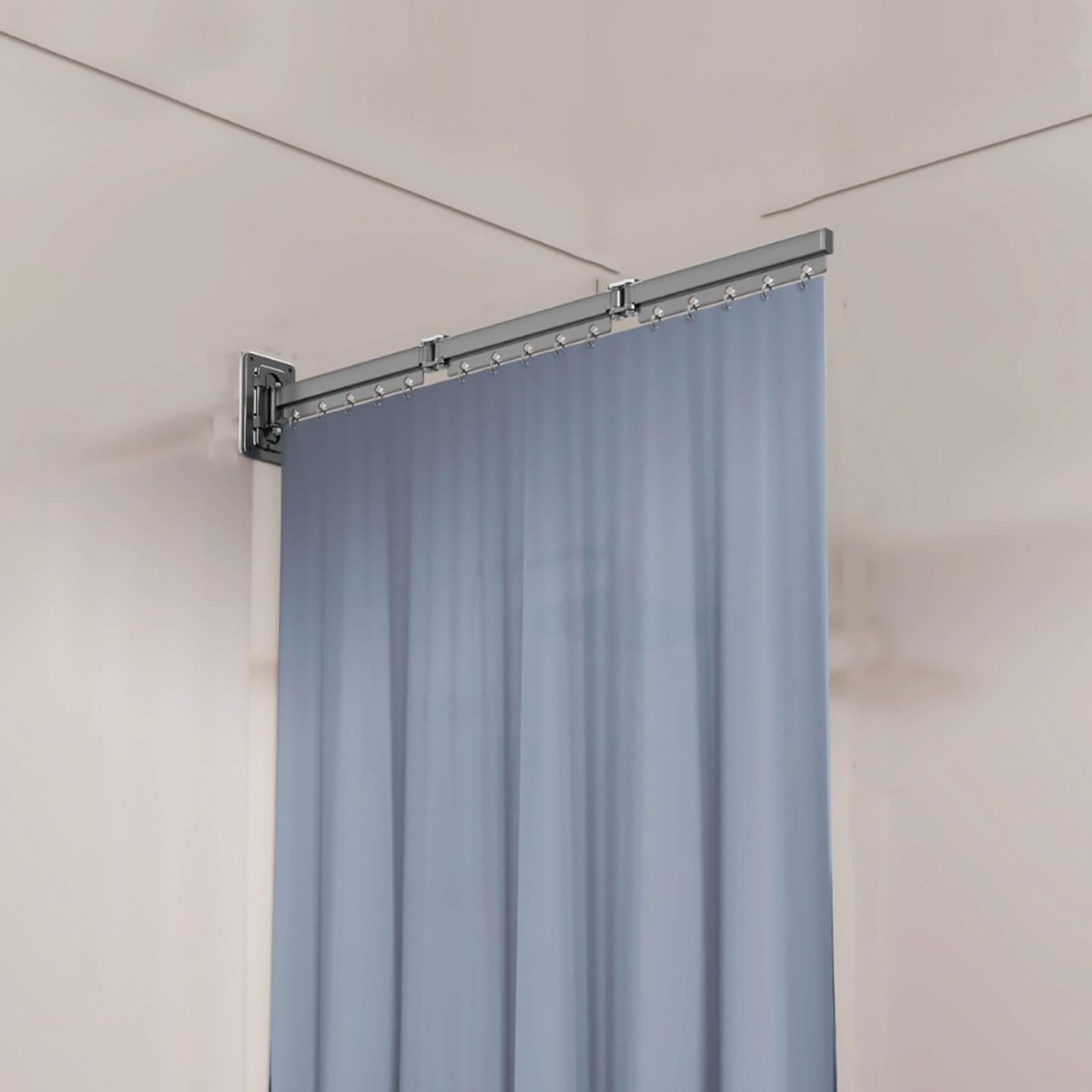 GLDYTVF Foldable Shower Curtain Rod No Drilling - Wall Mounted Adjustable Easy Install with Shower Curtain - Perfect for Bathtubs & Showers Space-Saving Solution