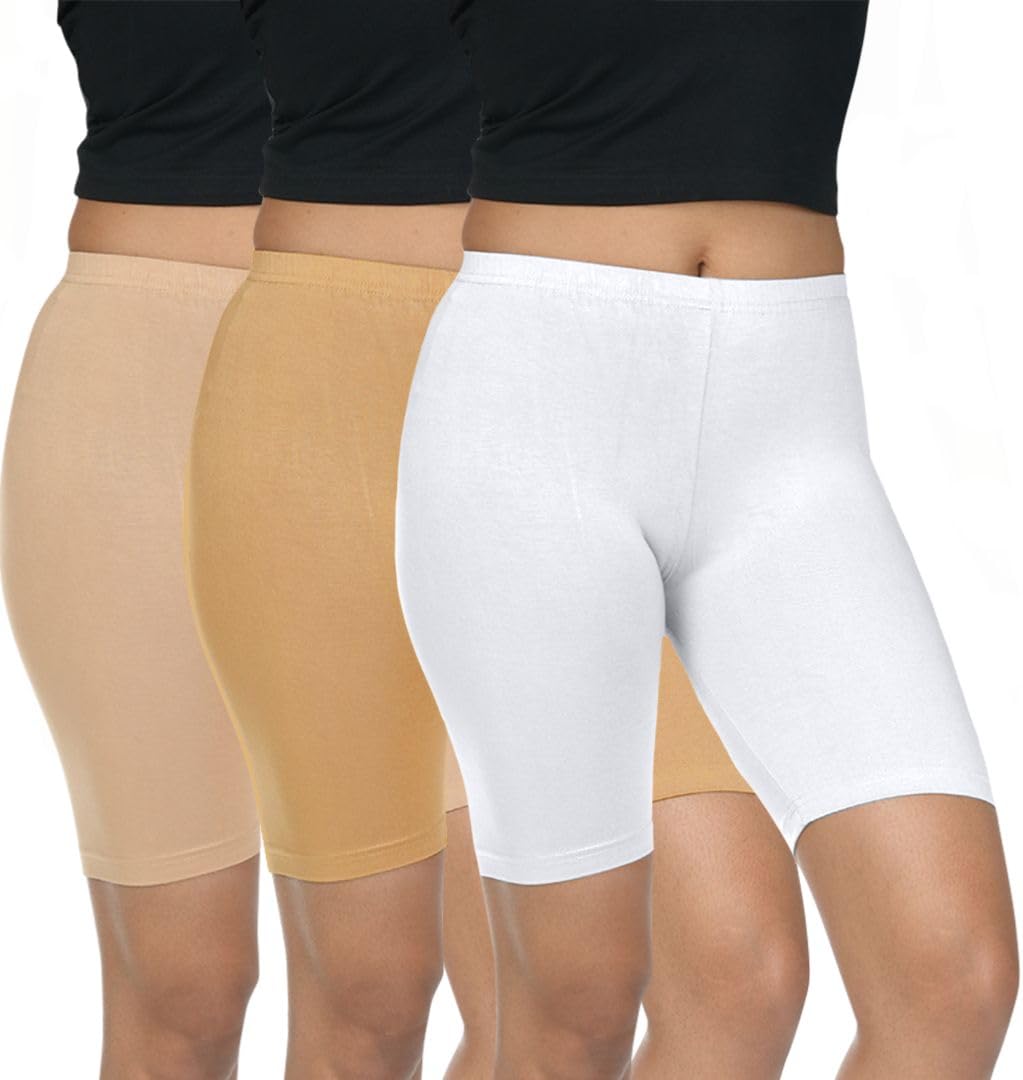 Pack of 3 Women Viscose Blend Solid Shorts (Deep Skin/Honey)-image-20