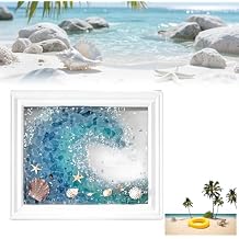 Mosaic Kit for Adults Ocean Inspired Sea Art - Shell Wall Decor Set DIY Tools, Complete Resin, Framework, Mosaic Stained Glass Pieces, Creative Craft Kits for Beginners, Handmade Birthday Gifts