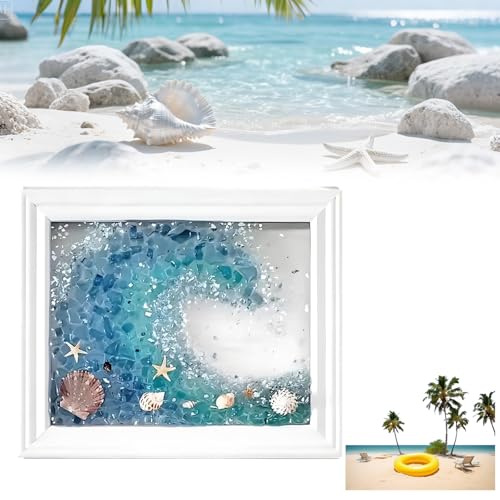 Mosaic Kit for Adults Ocean Inspired Sea Art - Shell Wall Decor Set DIY Tools, Complete Resin, Framework, Mosaic Stained Glass Pieces, Creative Craft Kits for Beginners, Handmade Birthday Gifts