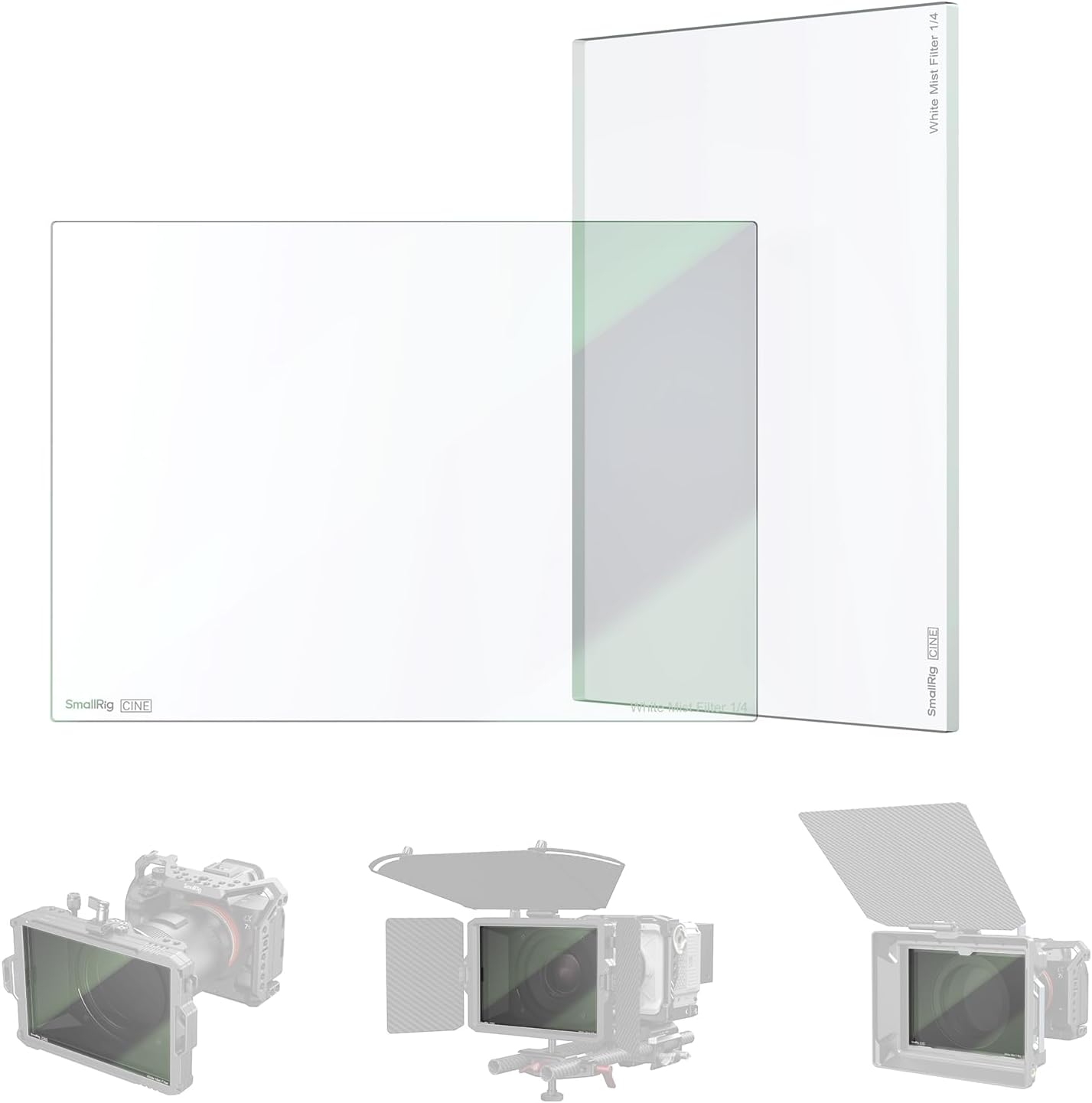 SMALLRIG 4 x 5.65" White Mist 1/4 Filter, Square Neutral Density Filter, 4mm Thick Multi-Layer Coated B270 Optical Glass, Compatible with Matte Box for Cinematic Photo Videography - 4742