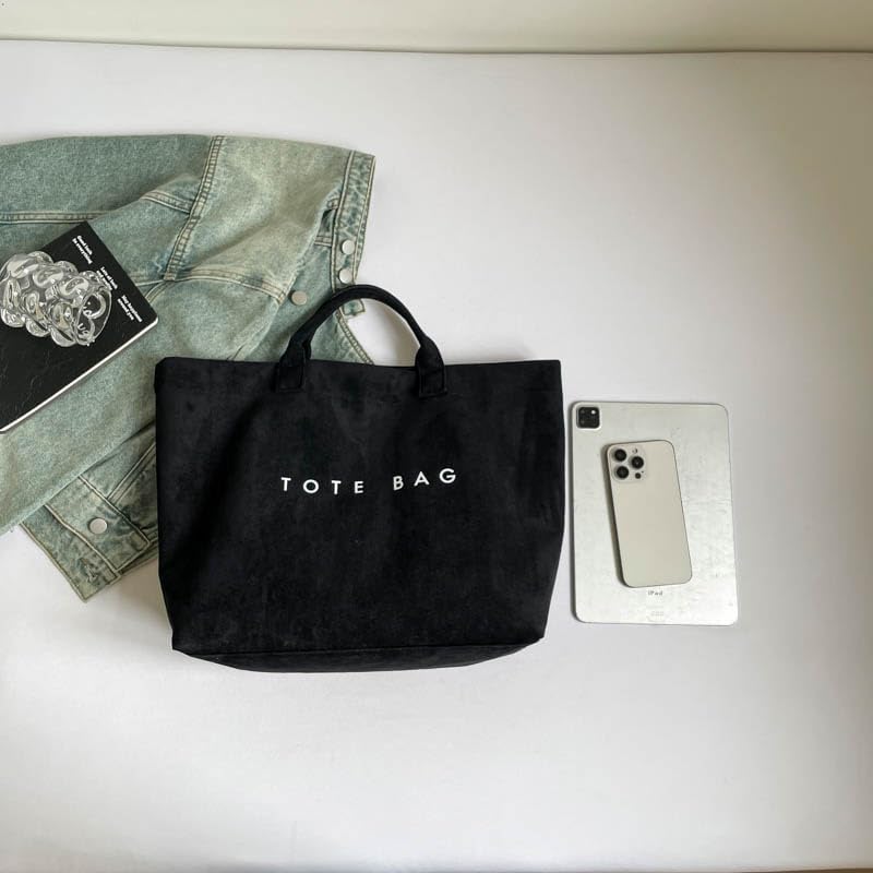 Suede Tote Bag for Women Large Soft Tote Bag for Work Travel Letter Print Hobo Bag Fashion Handbag - Image 6