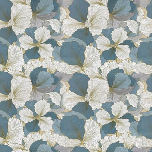 Image of VKR Blue and White Floral Peel and Stick Wallpaper, Self Adhesive Waterproof PVC Wall Sticker for Home, Living Room, Bedroom and Office (45 x 300 cm)