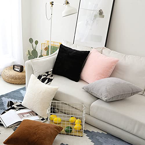 Home Brilliant Euro Pillow 26X26 Large Throw Pillows Plush Deluxe Fluffy Faux Fur Cozy Sheepskin Throw Pillow Sham For Floor, 26X26 Inch, Black #TOP1