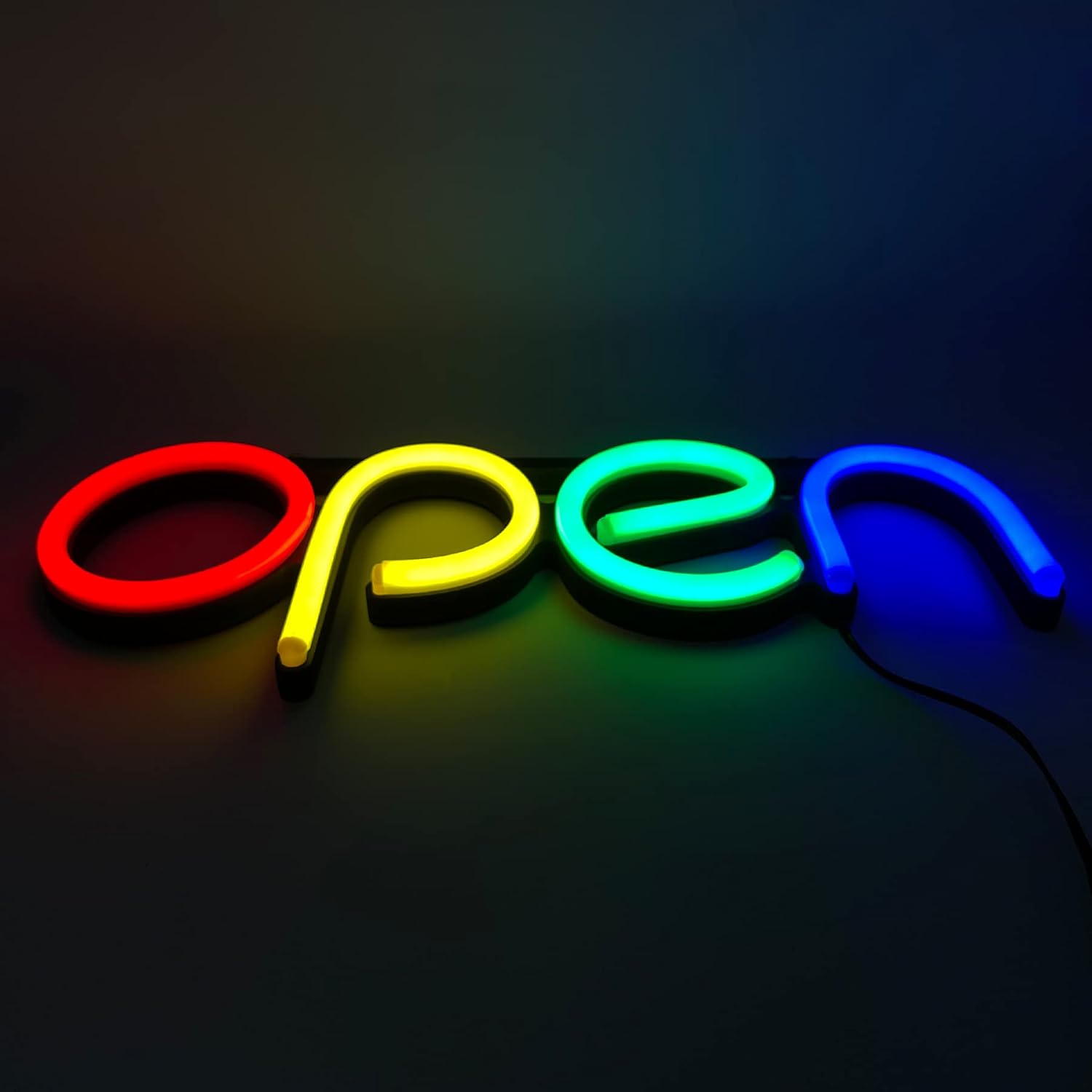 Open Signs for Business,LED Neon Open Sign,16x6 inch Lighted Sign for Restaurants Offices Retail Shops Window Storefronts,12V/1A Power Supply,with ON/OFF Switch (Horizontal Multicolor)