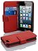 Produktbild Cadorabo Hülle für Apple iPhone 5 / iPhone 5S / iPhone SE in Inferno ROT  Handyhülle aus Strukturiertem Kunstleder mit Standfunktion und Kartenfach  Case Cover Schutzhülle Etui