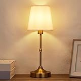 Portable LED Table Lamp, Rechargeable Cordless Desk Lamp with Fabric Shade, 6000mAh Battery Powered Besides Lamp, Stepless Dimmable, 2700K Warm Ambient Light for Indoor Outdoor (Gold)