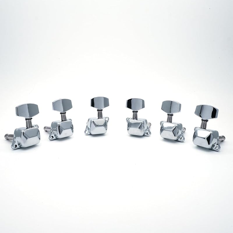 6 Pieces 3L3R Semi-closed Guitar String Tuning Pegs Tuner Machine Heads Knobs Tuning Keys for Acoustic or Electric Guitar (Chrome)