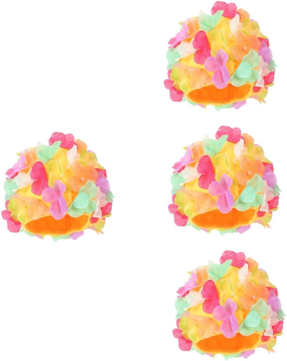 Milisten 4pcs Floral Swim Cap for Women Elastic Fit Protects Long Hair Stylish Swimming Hat for Spa Pool