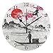 AUUXVA XMCL Vintage Japanese Fisherman Wall Clock Silent Non Ticking Round Clock for Bedroom Living Room Office Home Decor